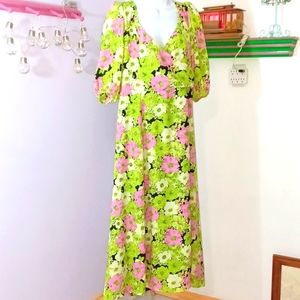 WAYF  GREEN & PINK FLORAL DRESS. SZ XL